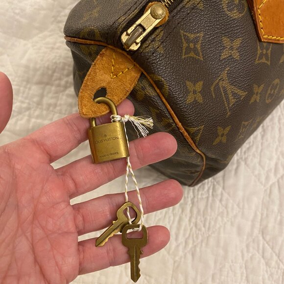 GUC Vintage LV Monogram Speedy Bag 30 Double Handle Satchel Brown - Picture 4 of 15